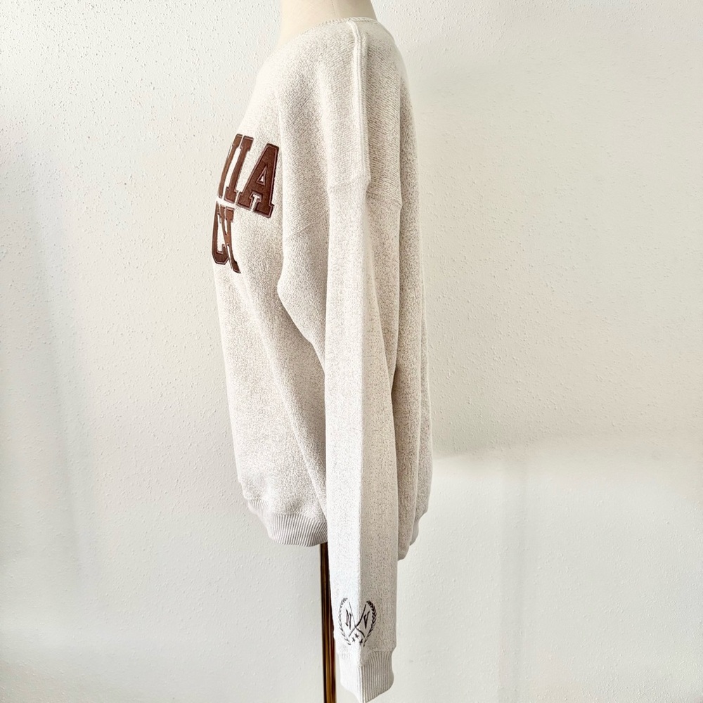 New Virginia Beach Embroidered Heather Knit Sweater Women's sz XL Natural Brown - Picture 4 of 8
